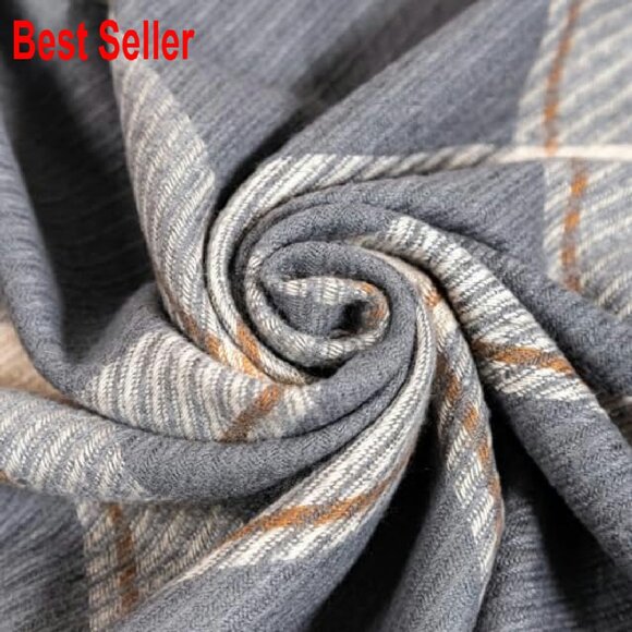 Oversized Plaid Shawl Scarf Soft Cashmere Feel Tassels Winter Wrap Chic - Picture 5 of 8